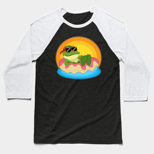 Frog at Swimming with Sunglasses Baseball T-Shirt by Markus Schnabel